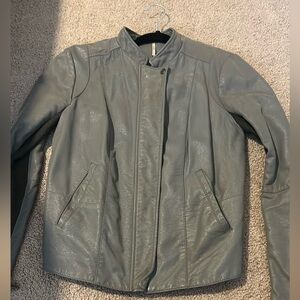 Free People Gray Faux Leather Jacket